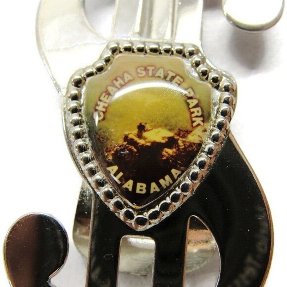 Dollar $ Money Clip Cheaha State Park Alabama Silver-Tone StainlessVtg Cash - Picture 2 of 7